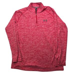 Under Armour 1/4 Zip Heatgear Shirt‎ Mens Medium Red Heathered Long Sleeve